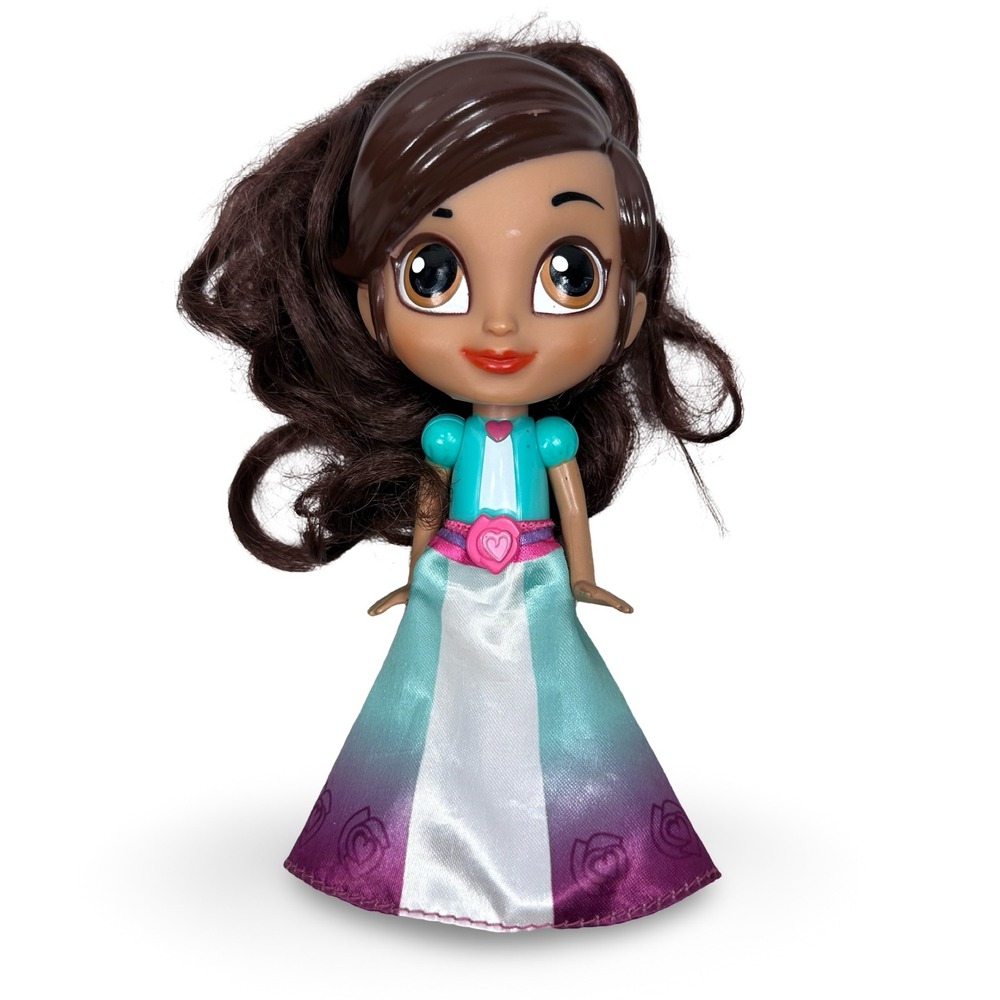 Viacom 2017 Nella the Princess Knight 6" Small Doll Teal Purple Ombre Gown Toy